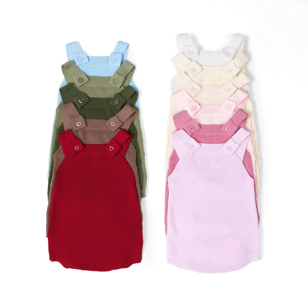 Baby Knit Button Strap Romper in Red Xmas