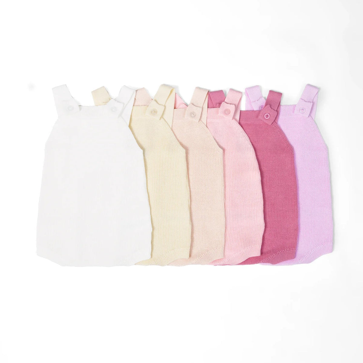 Baby Knit Button Strap Romper in Pink