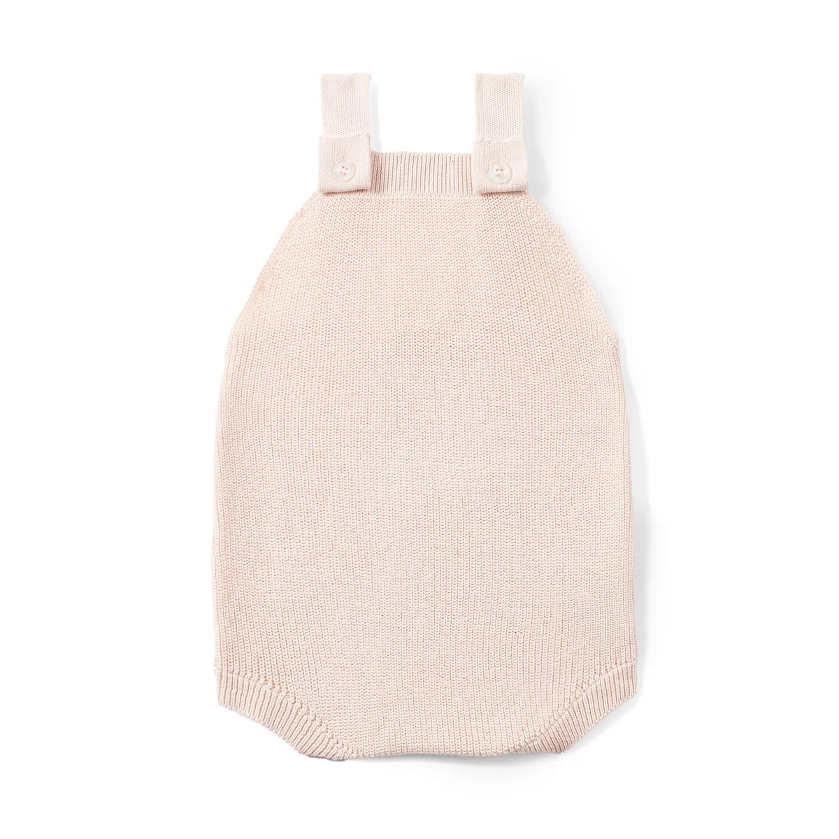 Baby Knit Button Strap Romper in Beige