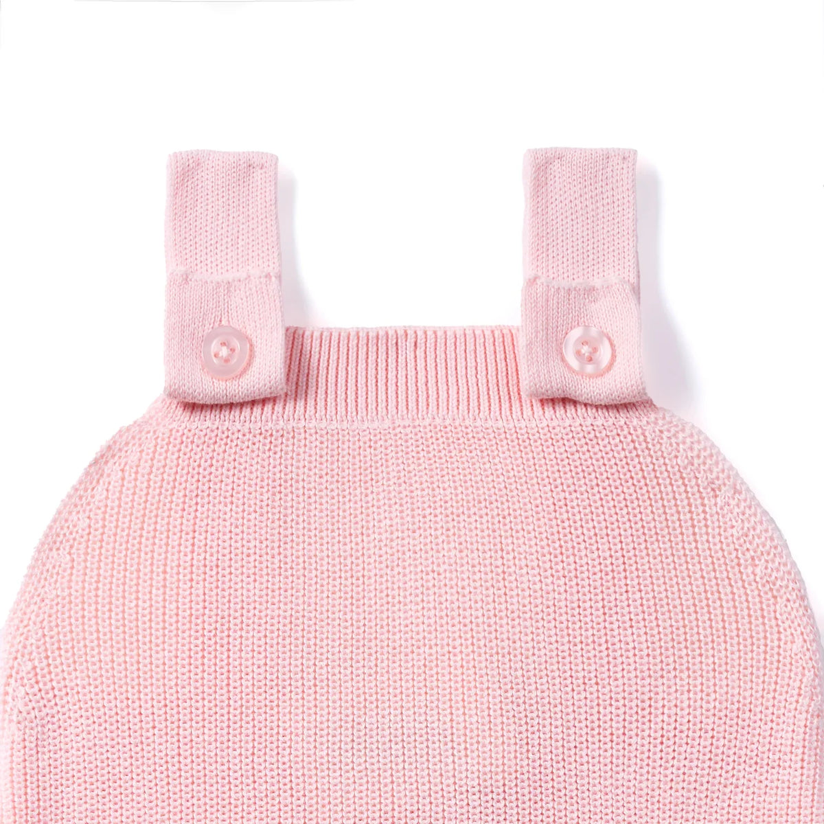 Baby Knit Button Strap Romper in Pink