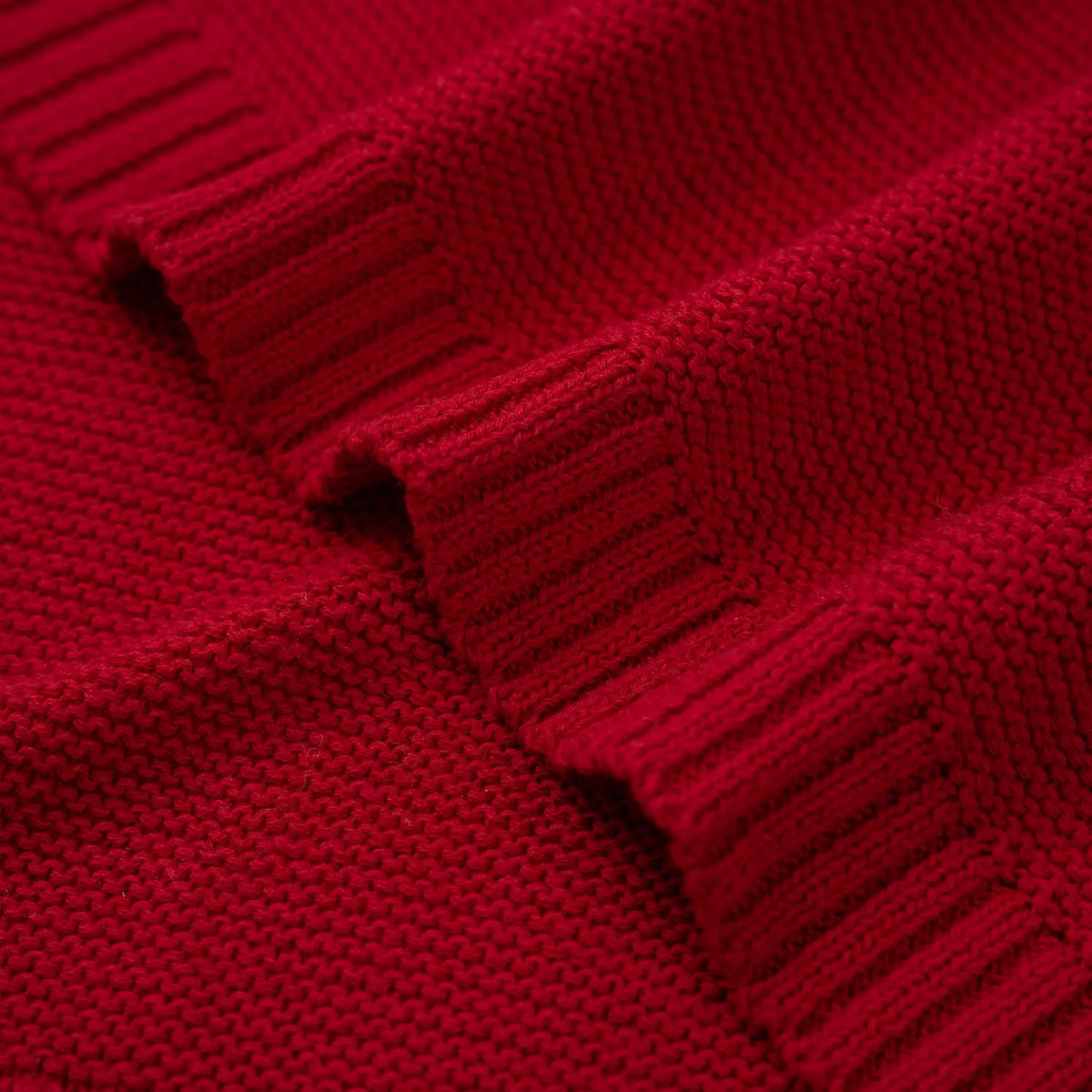 Classic Knit Cotton Baby Blanket in Red Xmas