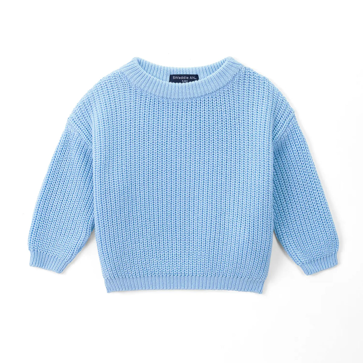 Classic Knit Baby Sweater in Baby Blue